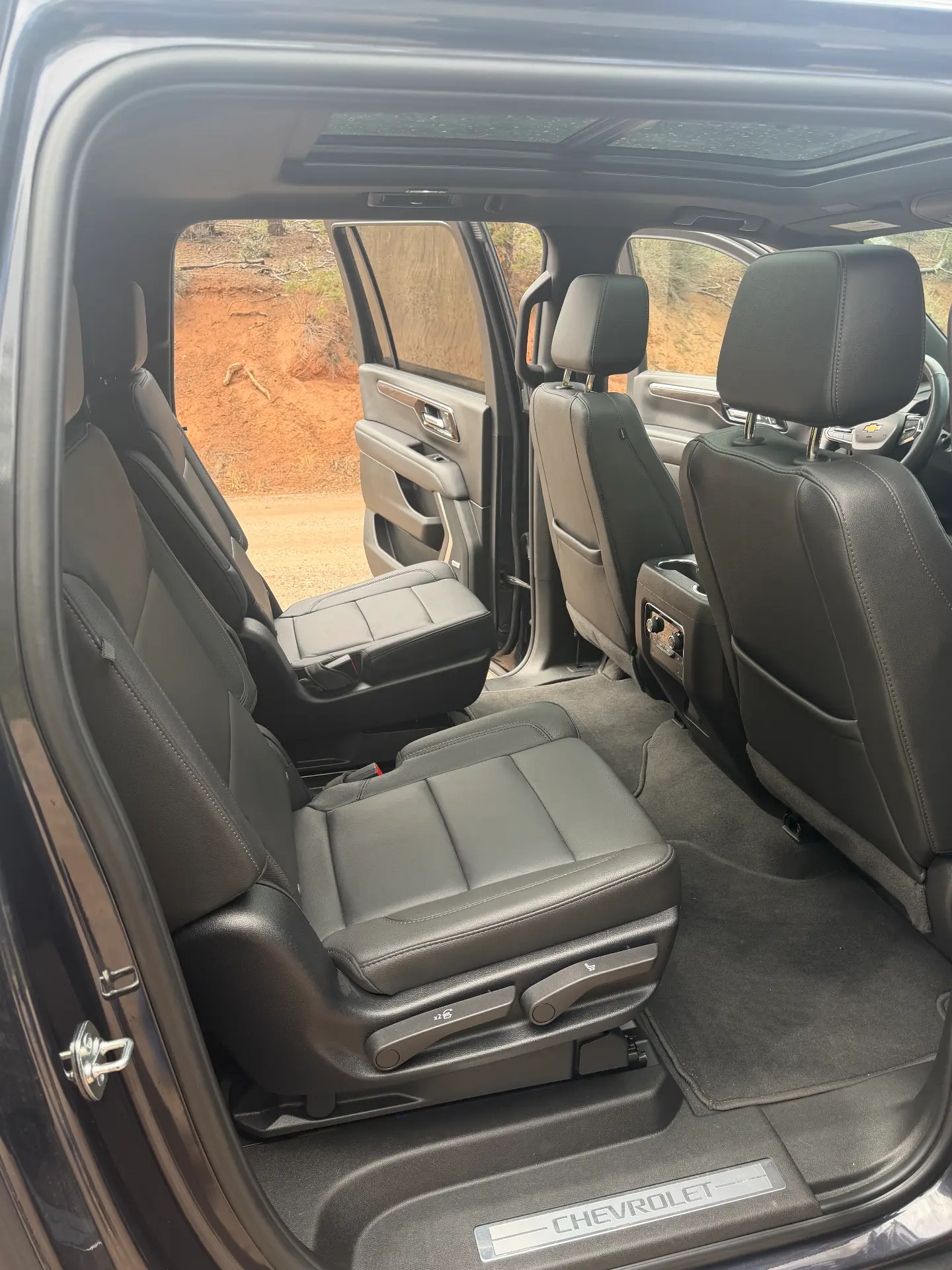 Second-row passenger seating inside the Chevrolet Suburban
